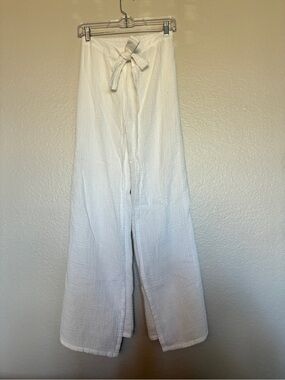 Thai Fisherman 100% Cotton Double Gauze Women’s White Tie-Waist Wide-Leg Pants S